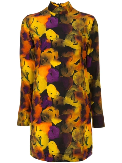 Ganni Floral Shift Dress In Yellow