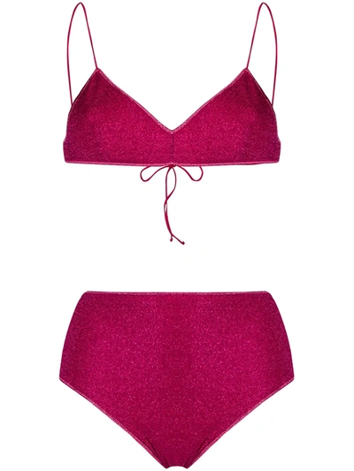 Oseree Shimmer Bikini Set In Fucsia