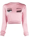 Chiara Ferragni Winking Eye Knitted Top In Pink