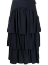 See By Chloé Tiered Ruffled Skirt In Blue