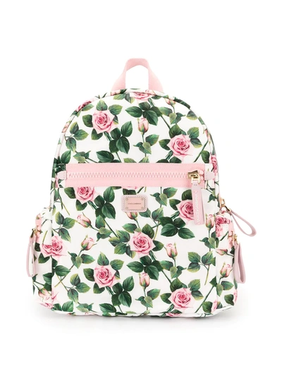 Dolce & Gabbana Kids' Floral Print Backpack In Multicolour