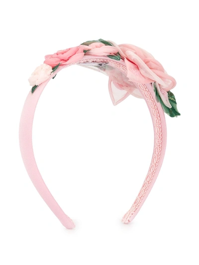 Dolce & Gabbana Kids' Rose Appliqué Hairband In Pink