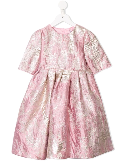 Dolce & Gabbana Kids' Jacquard Crinkle Dress In Pink