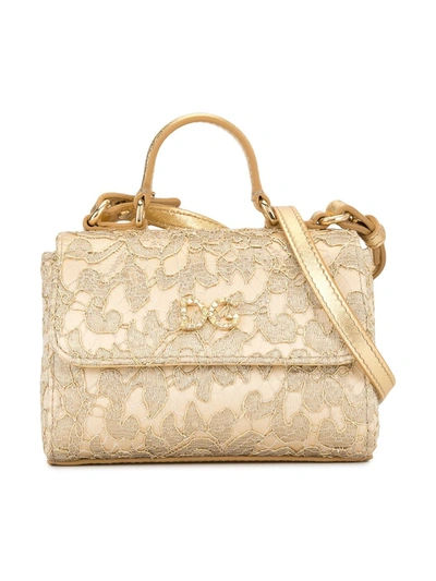 Dolce & Gabbana Kids Embellished Lace Shoulder Bag In Gold