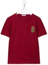 Dolce & Gabbana Kids' Jersey T-shirt With Heraldic Dg Patch In Red