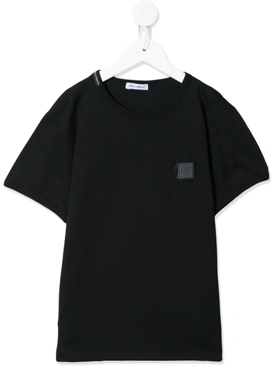 Dolce & Gabbana Kids' Letter Stamp-style Logo T-shirt In Black