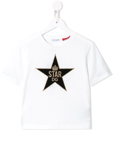 Dolce & Gabbana Kids' Millennials Star Patch T-shirt In White
