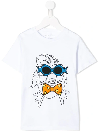 Stella Mccartney Kids' Fish Print Badges T-shirt In White