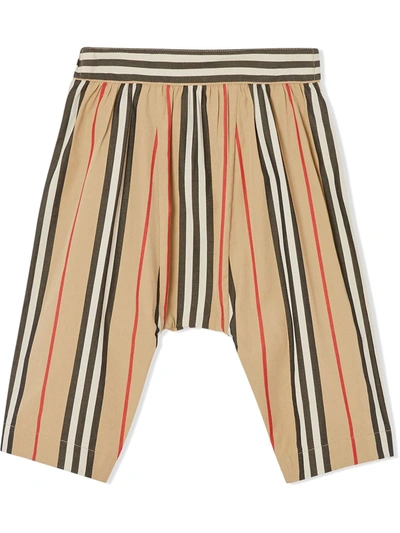 Burberry Babies' Icon Stripe Cotton Poplin Trousers In Neutrals