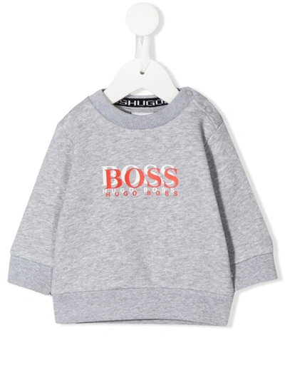 Hugo Boss Babies' Contrast Logo Sweatshirt In Grey