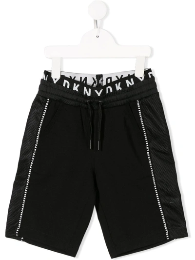 Dkny Kids' Logo Drawstring Shorts In Black