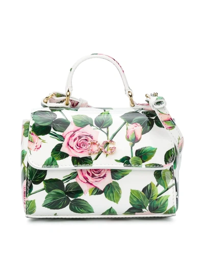 Dolce & Gabbana Rose Print Tote In White