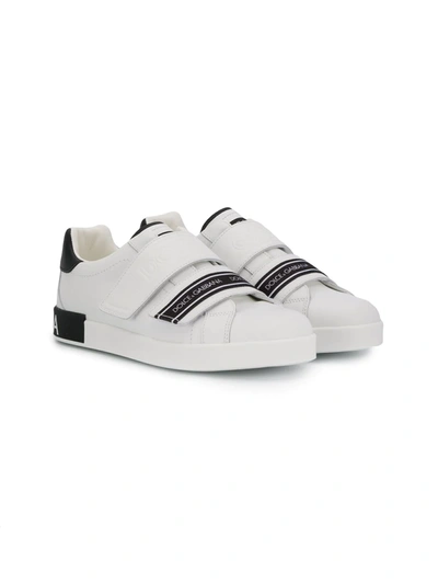 Dolce & Gabbana Teen Touch Strap Sneakers In White