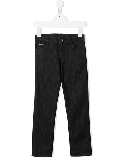 Dolce & Gabbana Kids' Dg Patch Regular Fit Jeans In Black