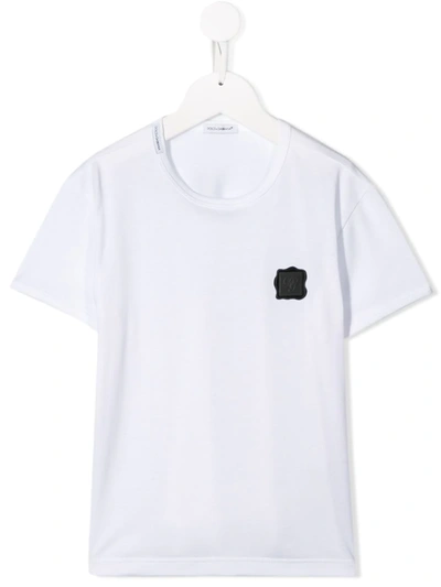Dolce & Gabbana Kids' Logo Patch T-shirt In White
