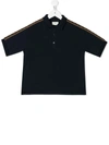 Fendi Kids' Boy's Logo Trim Polo Shirt In Blue