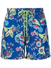 Etro Floral Print Swim Shorts In Electric Blue