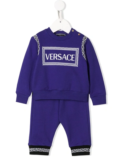 Young Versace Babies' Contrast Logo Tracksuit Set In Blue