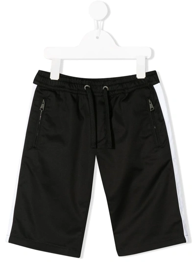 Dolce & Gabbana Kids' Stripe Track Shorts In Black