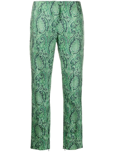 Pre-owned Dolce & Gabbana 1990's Paisley Print Trousers In Green
