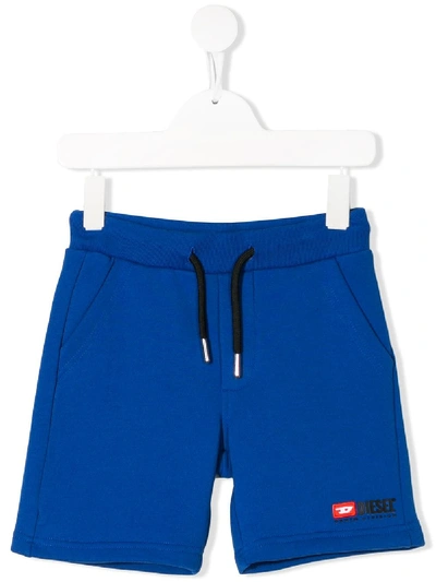 Diesel Kids' Pnat Logo Track Shorts In Blue