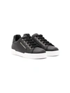 Dolce & Gabbana Teen Logo Plaque Sneakers In Black