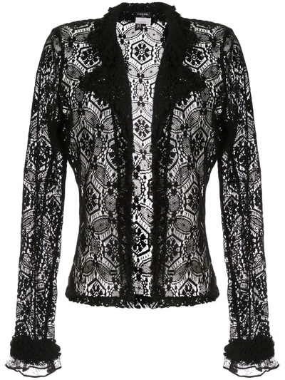 Pre-owned Chanel Sheer Lace Cardigan In Black