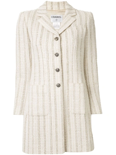 Pre-owned Chanel Striped Tweed Jacket In Brown