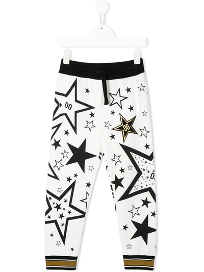 Dolce & Gabbana Kids' Millennials Star Print Track Trousers In White