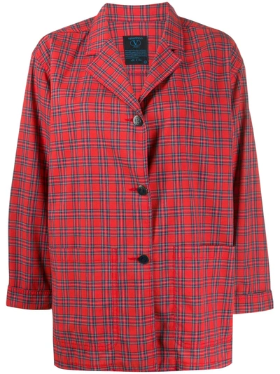 Pre-owned Valentino 1990s Checked Boxy Shirt In Red