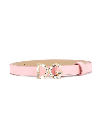 Dolce & Gabbana Kids' Dg Buckle Belt In Pink