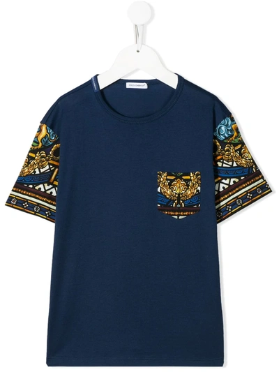 Dolce & Gabbana Kids' Baroque Print T-shirt In Blue