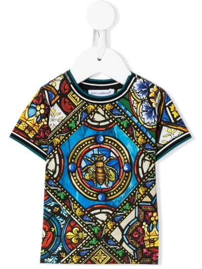 Dolce & Gabbana Babies' Stained Glass Print T-shirt In Multicolor