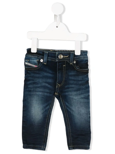 Diesel Babies' Wrinkled-effect Slim-fit Jeans In Blue