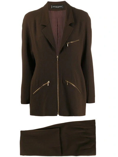 Pre-owned Jean Louis Scherrer 1990s Two-piece Suit In Brown