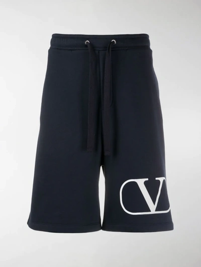 Valentino Vlogo Drawstring Shorts In Black