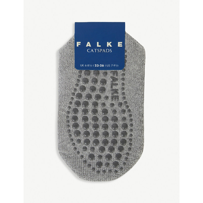 Falke Kids' Light Grey Catspads Stretch Cotton-blend Slipper Socks Years 3+ In Grigio