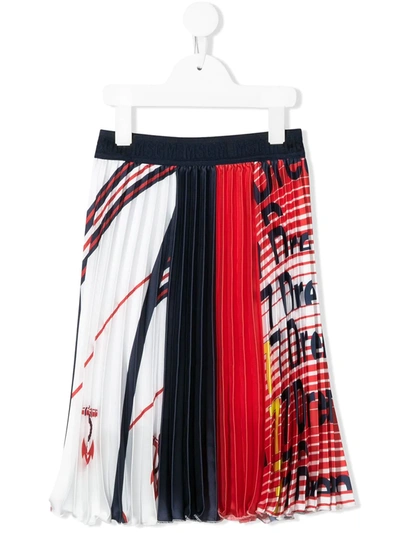 Msgm Kids' Multicolor Skirt With Logos For Girl In Red