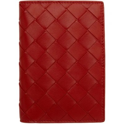 Bottega Veneta Red Intrecciato Bifold Passport Holder In 8855 Red