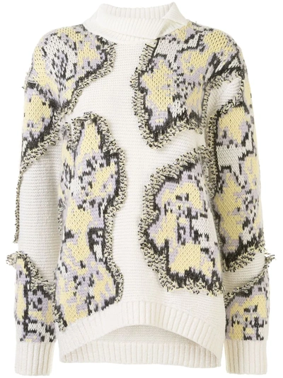 3.1 Phillip Lim Intarsia Knitted Turtleneck Sweater In White Multi