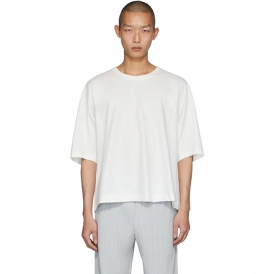 Issey Miyake Homme Plisse  White Release Basic T-shirt In 01-white