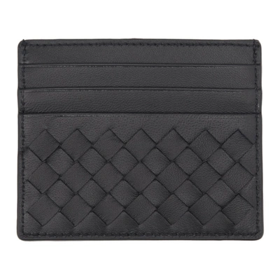 Bottega Veneta Nero Intrecciato Nappa Card Case In Nero+nero