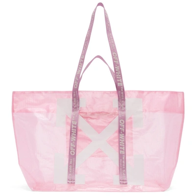 Off-white Arrows Tote In Pink And White