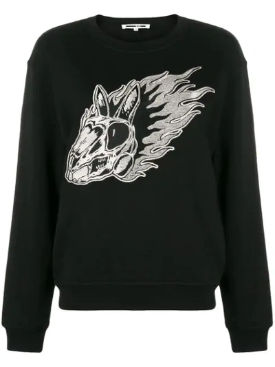 Mcq By Alexander Mcqueen Embroidered French Cotton-terry Sweatshirt In Black