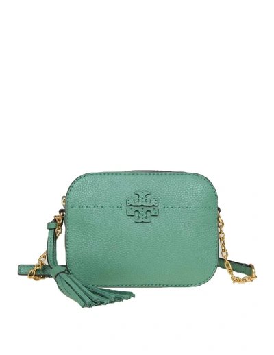 Tory Burch Mcgraw Shoulder Bag Room In Leather Green Leather Color