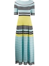 Lanvin Striped Multicolored Maxi Dress In Blue