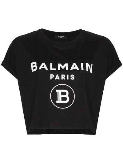 Balmain Cropped Logo T-shirt Black