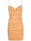 Maisie Wilen Orange And Beige Print Mini Dress