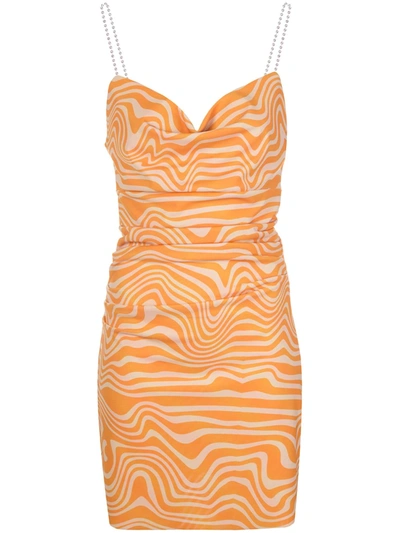 Maisie Wilen Orange And Beige Print Mini Dress