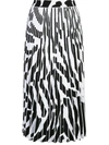 Proenza Schouler Animal Pattern Pleated Jacquard Midi Skirt In Black/white